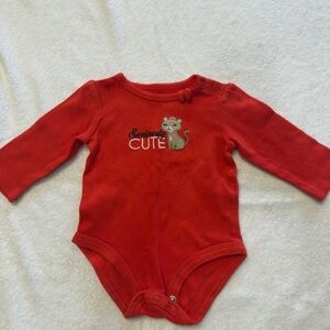 Carter's Red Bodysuit with Cat Embroidery